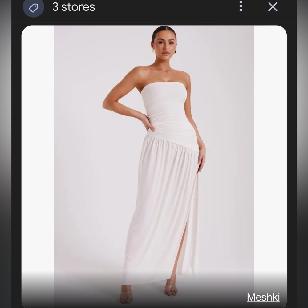 Strapless Slinky Maxi Dress With Split - Ivory